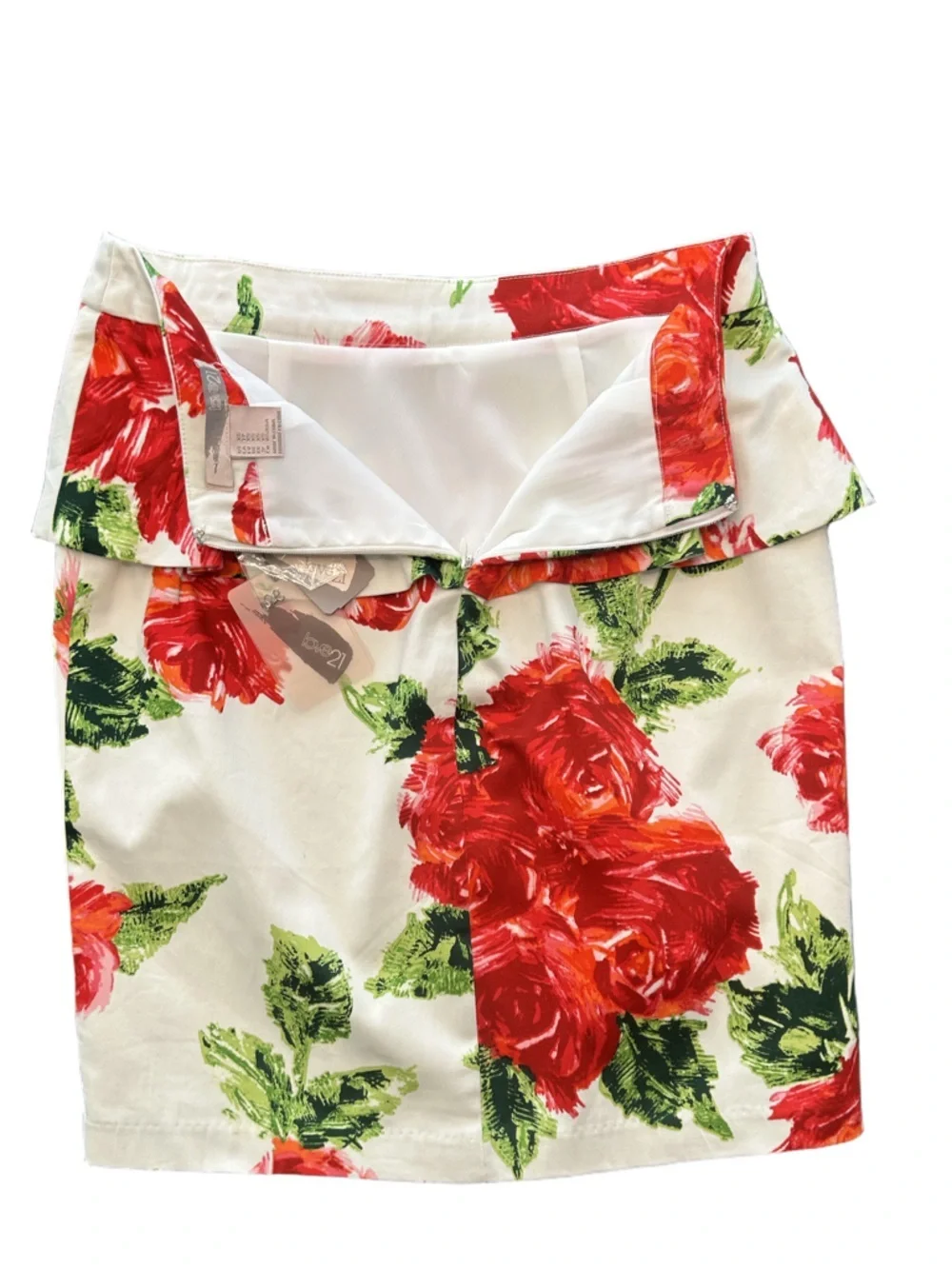 Deadstock Forever 21 Floral Mini Skirt Red Rose Ruffle Overlay Y2K Balletcore XS